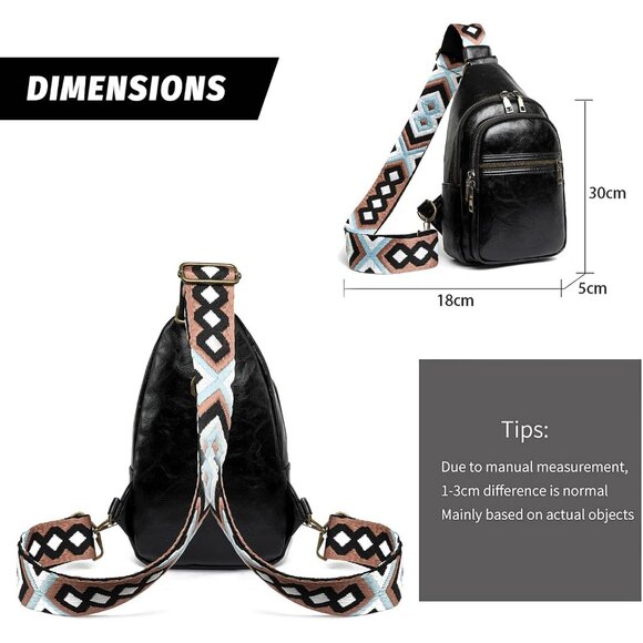 Sling Leather Bags For Women Black2 - Picture 3 of 5